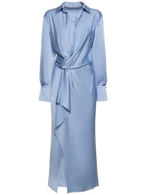 Drapované midi šaty s dlouhými rukávy Simkhai modré