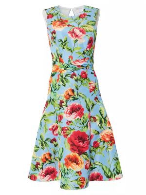 Платье в цветочек с принтом Carolina Herrera синее