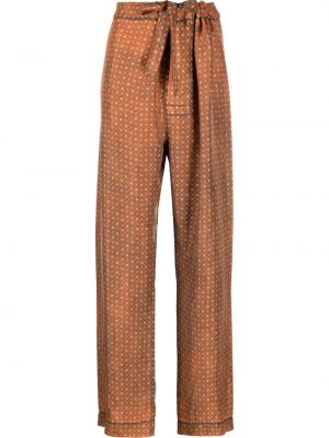 Копринени прав панталон с принт Maison Margiela оранжево
