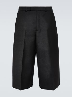 Pantalones cortos de lana de seda Gucci negro