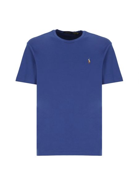 Koszulka bawełniana z okrągłym dekoltem Polo Ralph Lauren niebieska
