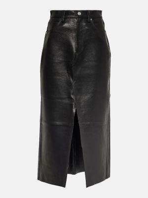 Kožená sukňa s vysokým pásom Frame čierna