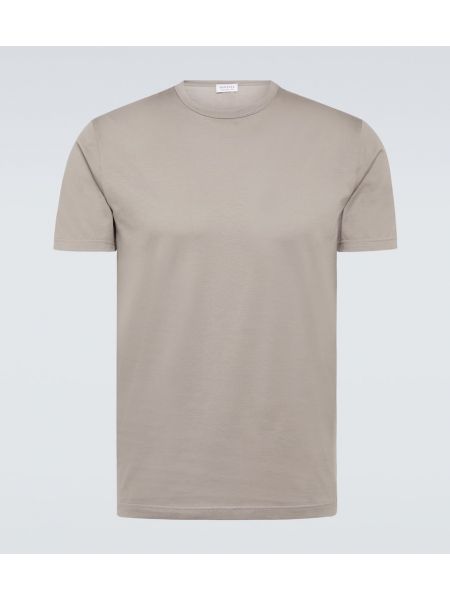 T-shirt di cotone in jersey Sunspel grigio