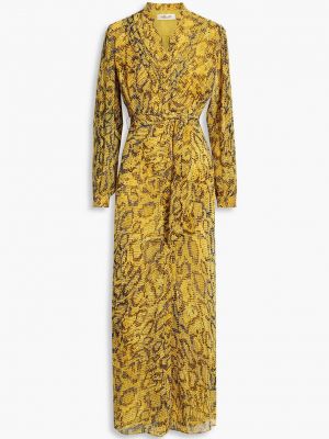 Шифоновое длинное платье с принтом Diane Von Furstenberg Желтое
