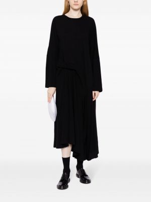 Drapované dlouhé šaty Yohji Yamamoto černé