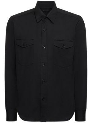 Medvilninė šilkinė marškiniai Tom Ford pilka