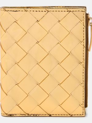 Bőr cipzáras bőr pénztárca Bottega Veneta aranyszínű