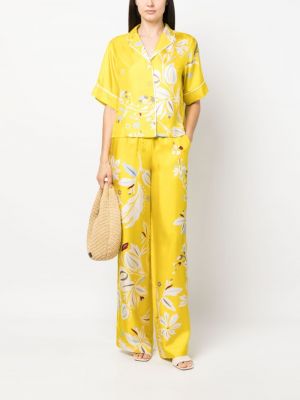 Květinové hedvábné kalhoty s potiskem Dorothee Schumacher žluté