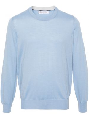 Džemper s okruglim izrezom Brunello Cucinelli plava