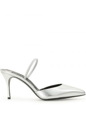 Pantofi cu toc din piele Sergio Rossi argintiu