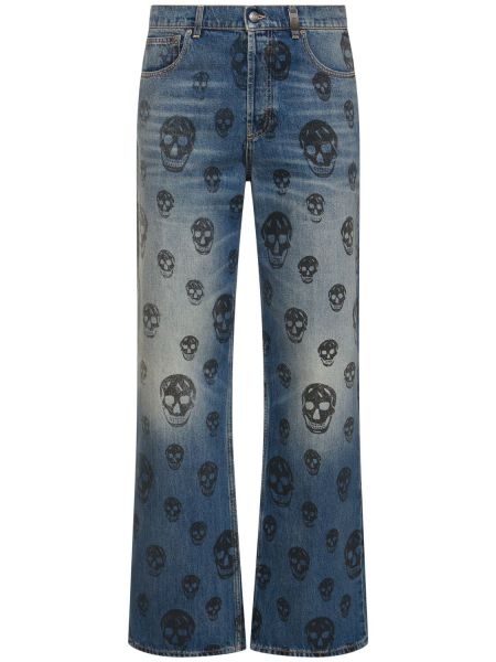 Baggy jeans i bomull Alexander Mcqueen blå