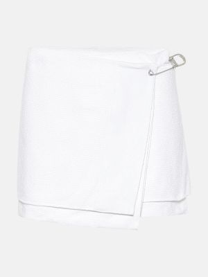 Βαμβακερή φούστα mini tweed Prada λευκό