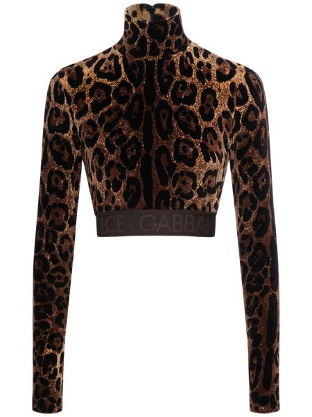 Crop top cu imagine cu model leopard Dolce & Gabbana