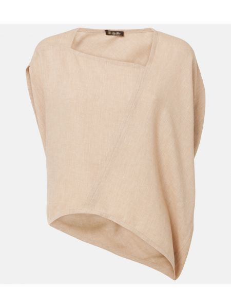 Asymmetrisk linned top Loro Piana beige