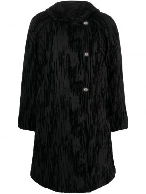 Жакардово палто с качулка Emporio Armani черно