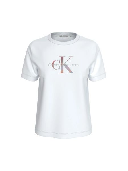 T-shirt à motif mélangé Calvin Klein Jeans blanc