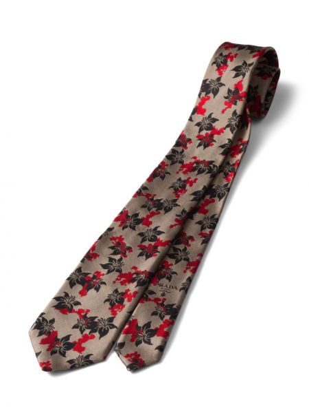 Gėlėtas šilkinis kaklaraištis Prada