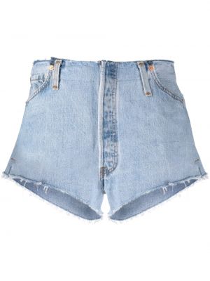 Slitna jeansshorts Re/done blå