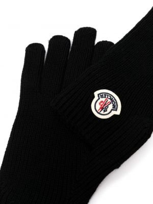 Vlněné rukavice Moncler černé
