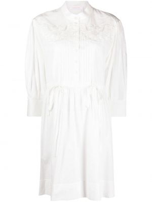 Bavlněné šněrovací šaty s knoflíky s výšivkou See By Chloe - bílá