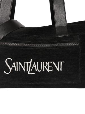 Torba podróżna skórzana Saint Laurent czarna