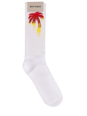 Bombažne nogavice s prelivanjem barv Palm Angels bela