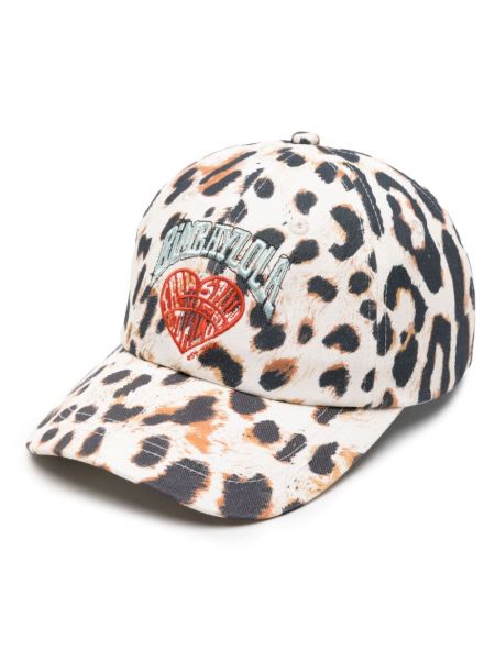Șapcă din bumbac cu imagine cu model leopard Bimba Y Lola bej