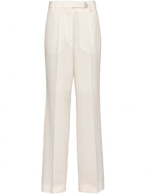 Μάλλινο παντελόνι Prada λευκό