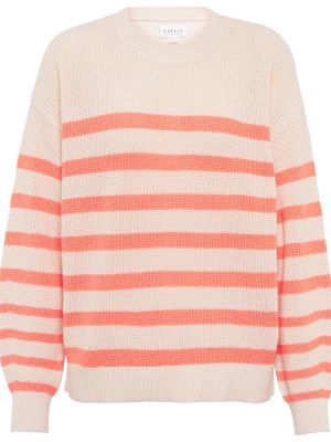Aksamitny sweter bawełniany w paski Velvet beżowy