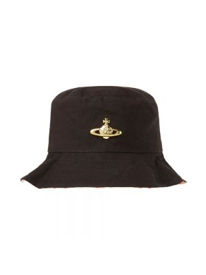 Czarny kapelusz z nadrukiem bawełniany Vivienne Westwood