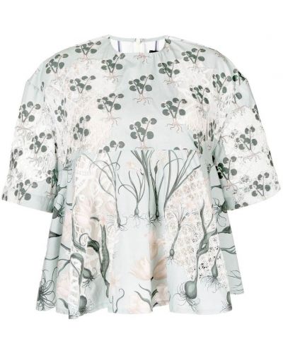 Trykt floral kort bluse Biyan grønn