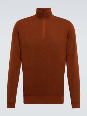 Sweter z kaszmiru na zamek Loro Piana brązowy