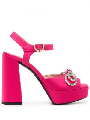 Sandale cu funde Love Moschino roz