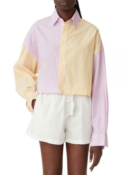 Укороченная полосатая рубашка Thomas Blanca, Pink Multi