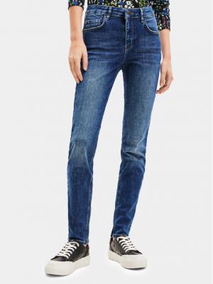 Priliehavé skinny fit džínsy Desigual modrá