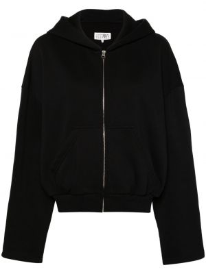 Pamučna hoodie s kapuljačom s patentnim zatvaračem Mm6 Maison Margiela crna