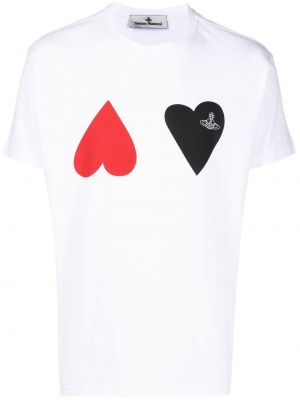 Памучна тениска с принт със сърца Vivienne Westwood бяло