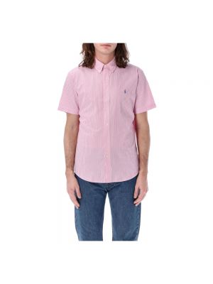 Koszula na guziki w paski puchowa Polo Ralph Lauren różowa