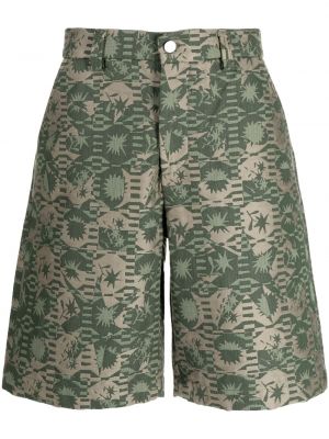 Bermuda kratke hlače z vezenjem z abstraktnimi vzorci Jacquemus zelena