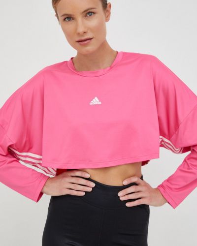 Tričko s dlouhým rukávem s dlouhými rukávy Adidas růžové