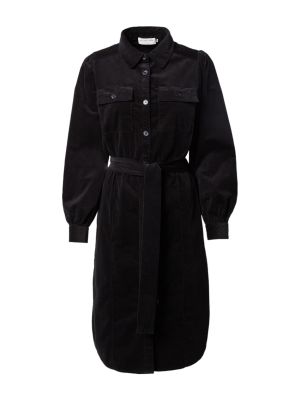 Bavlnené menčestrové priliehavé košeľové šaty Rosemunde - čierna