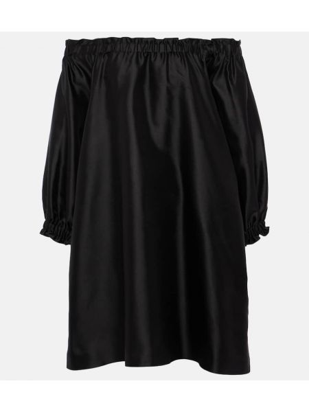 Pamučna svilena haljina s prorezom Max Mara crna