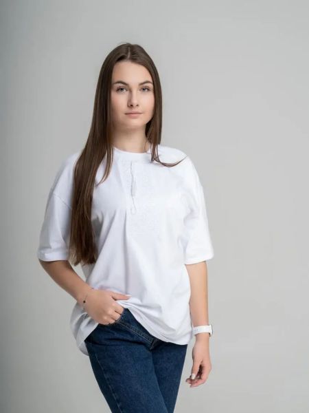 Хлопковая рубашка с вышивкой Melanika белая