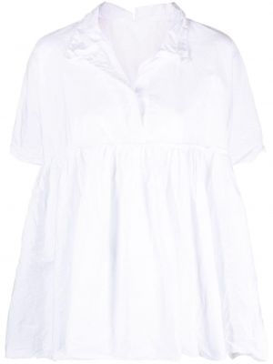 Bluză din bumbac cu decolteu în v plisată Daniela Gregis alb
