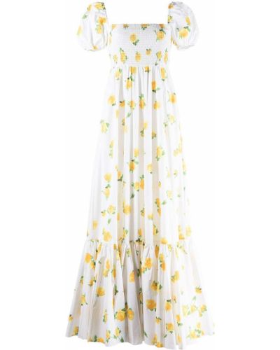 Платье макси в цветочный принт Caroline Constas, белое