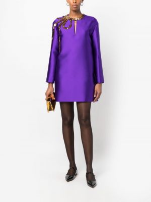 Mini šaty s výšivkou Valentino Garavani fialové