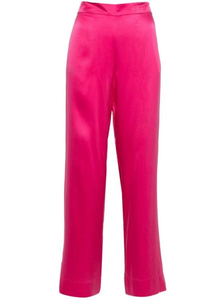 Μεταξωτό παντελόνι με ίσιο πόδι Asceno ροζ