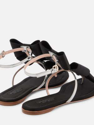 Sandale cu funde din satin din piele Giambattista Valli negru