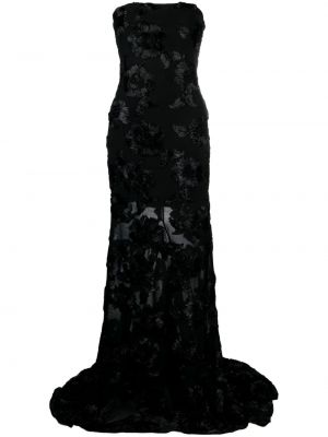 Мрежеста вечерна рокля Rotate черно