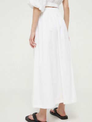 Lněné dlouhá sukně Abercrombie & Fitch bílé